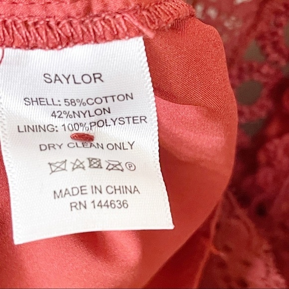 Saylor Lace Mockneck Long Sleeves Mini Celia Dress in Russet Size Medium - Picture 9 of 10